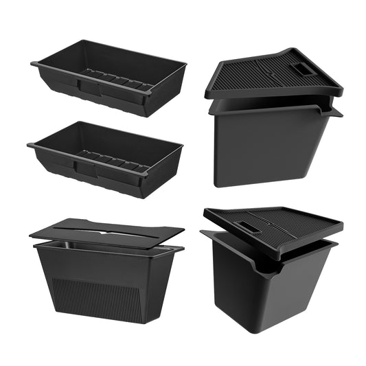 3W TPE All Weather Custom storage box set Tesla Model Y 8PCS Rear Trunk Storage Bins Side Box +under seat drawer+garbage can