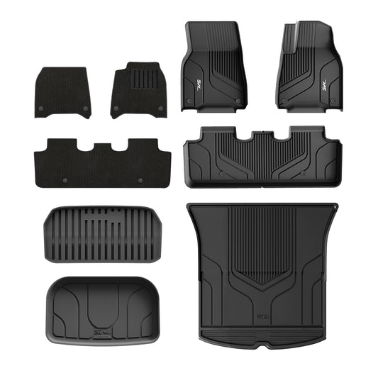 3W Right Hand Drive Tesla Model Y(2021-2024) TPE All Weather Double layer Floor mats+Front Trunk Mat + Rear Storage Mat + Rear Trunk Mat UKCA quality certification