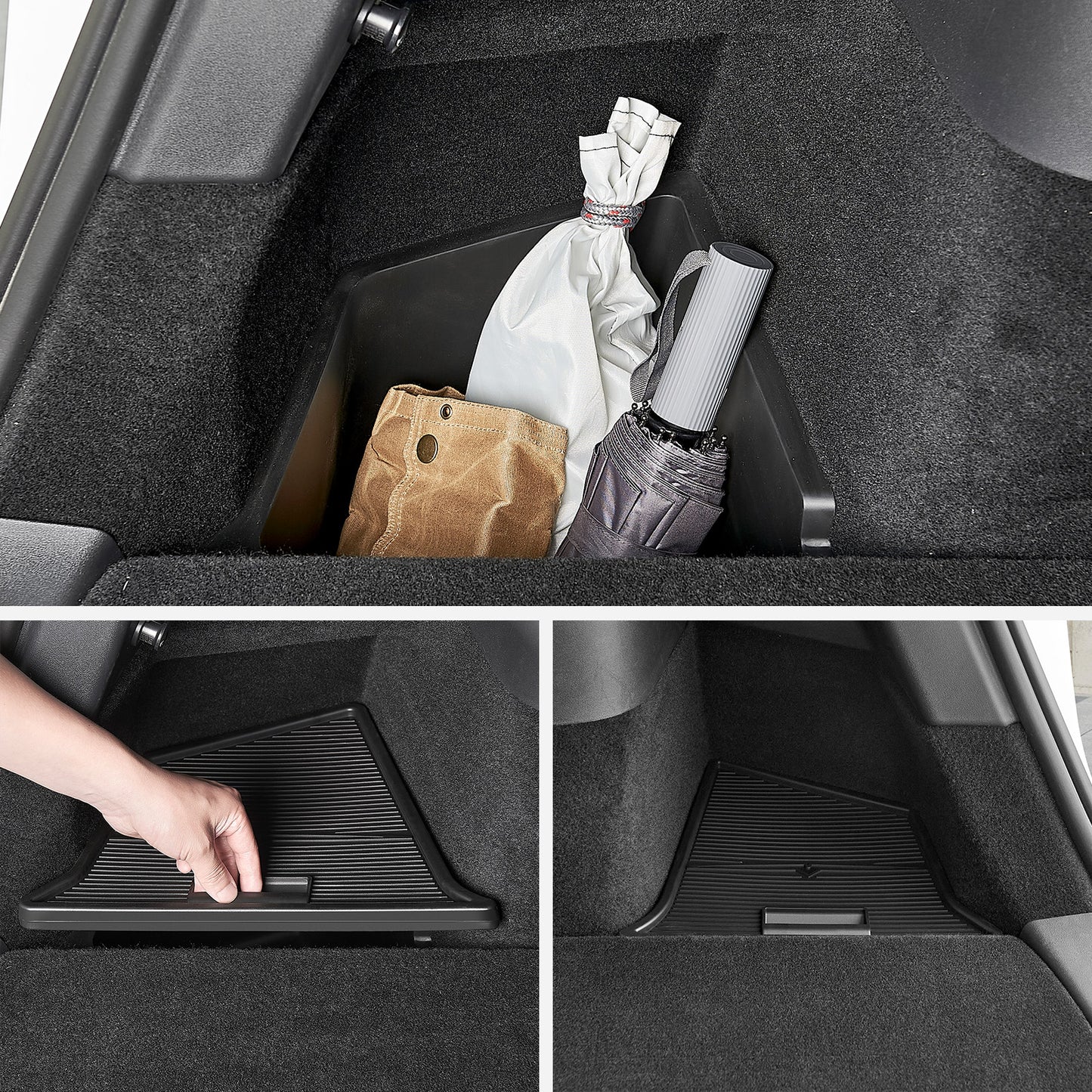 3W TPE All Weather Custom storage box set Tesla Model Y 8PCS Rear Trunk Storage Bins Side Box +under seat drawer+garbage can