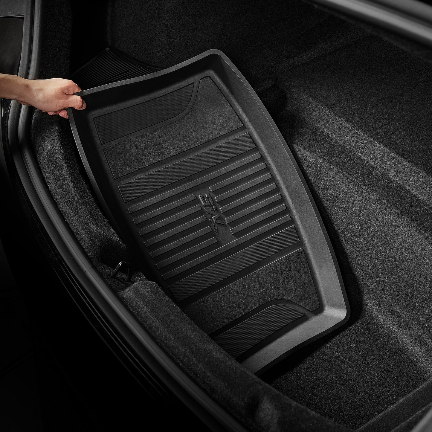 3W Tesla New Model 3 2024 Highland TPE Boot Liner Mat Sets,Front Trunk Mat+Boot liner+Rear Trunk Mat