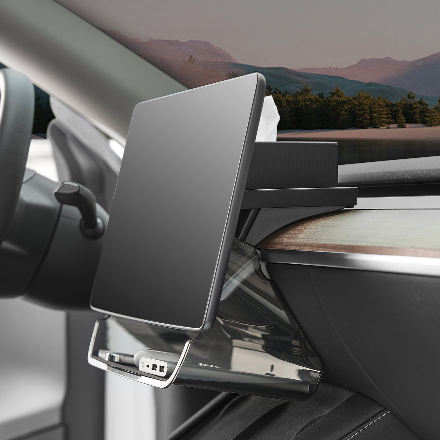 3W Custom Expanded screen storage space for Tesla Model Y / Model 3,non-slip storage, White