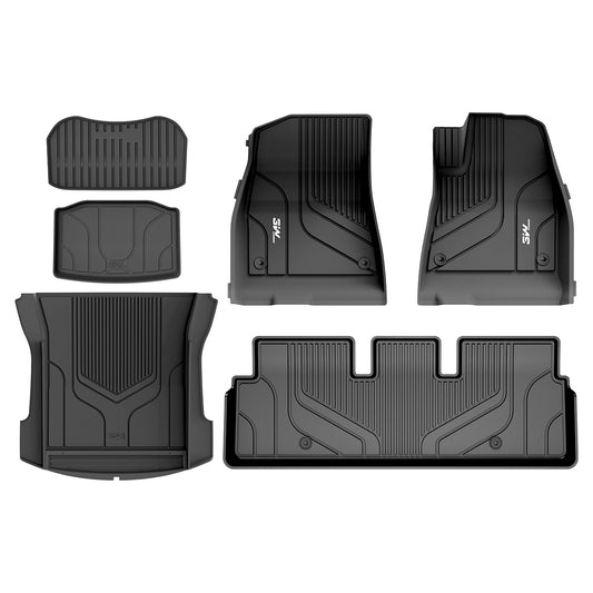 3W Right Hand Drive Tesla Model 3(2021-2023) TPE All Weather Custom Fit Floor+Front Trunk Mat + Rear Storage Mat + Rear Trunk Mat UKCA quality certification,Waterproof anti-slip easy to clean