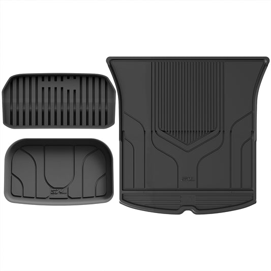 3W Tesla Model Y TPE All Weather Custom 3PCS boot Car mats set Frunk trunk mat +Boot mat+Low boot mat Waterproof anti-slip easy to clean boot liner accessories floor mats  2022 2023