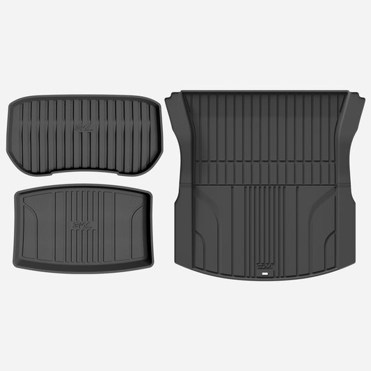 3W Tesla New Model 3 2024 Highland TPE Boot Liner Mat Sets,Front Trunk Mat+Boot liner+Rear Trunk Mat